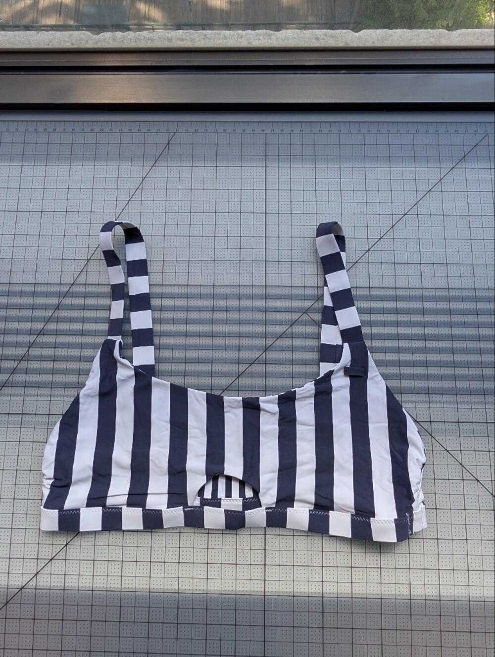 Roxy Navy & White Striped Swim Top Parallel Paradiso Reversible